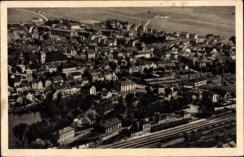 Ak Ronneburg in Thüringen, Fliegeraufnahme, Bahnhof