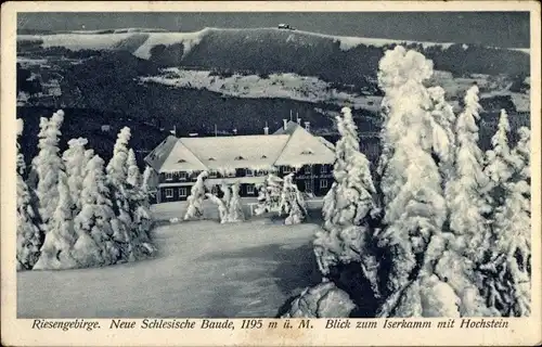 Ak Szklarska Poręba Schreiberhau Riesengebirge, Neue schlesische Baude, Hochstein, Winter