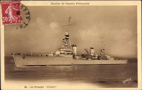 Ak Französisches Kriegsschiff, Marine de Guerre, Le Croiseur Colbert