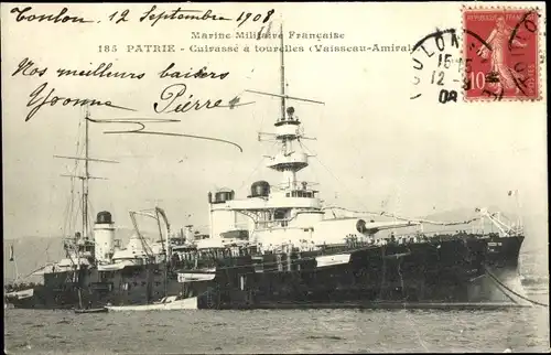 Ak Französisches Kriegsschiff, Patrie, Cuirassé à tourelles, Marine Militaire Francaise