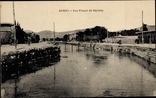 Ak Damaskus Damaskus Syrien, Vue Fleuve de Barada