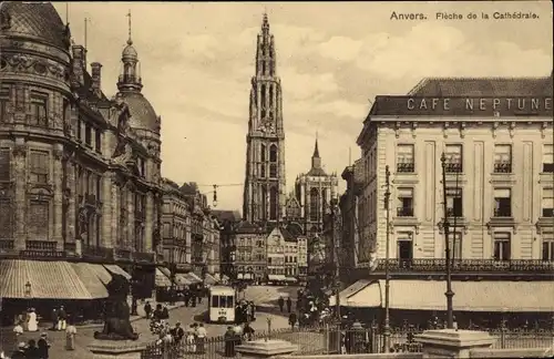 Ak Antwerpen Antwerpen Flandern, Fleche de la Cathedrale, Café Neptune