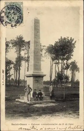 Ak Saint Omer Pas de Calais, Gedenksäule der 8. Zeile