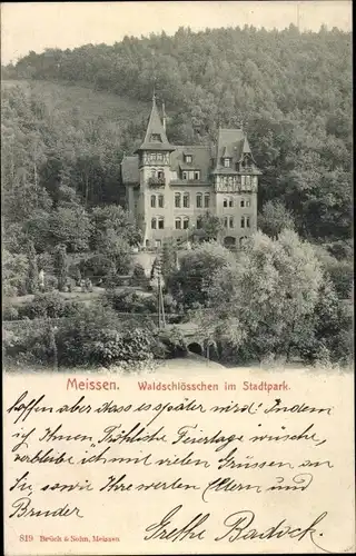 Ak Meißen in Sachsen, Blick auf das Waldschlösschen im Stadtpark