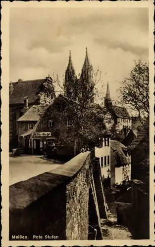 Ak Meißen an der Elbe, Rote Stufen, Kirche