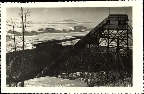 Ak Geising Altenberg im Erzgebirge, Winter, Sprungschanze