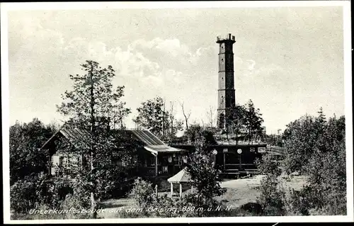 Ak Geising Altenberg Erzgebirge, Unterkunftsbaude, Aussichtsturm