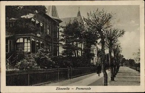 Ak Ostseebad Zinnowitz auf Usedom, Promenade