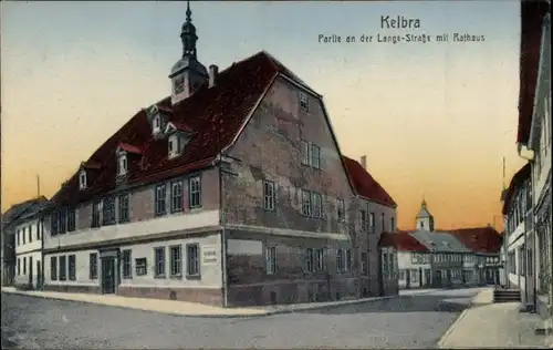 Ak Kelbra am Kyffhäuser, Langestraße mit Rathaus