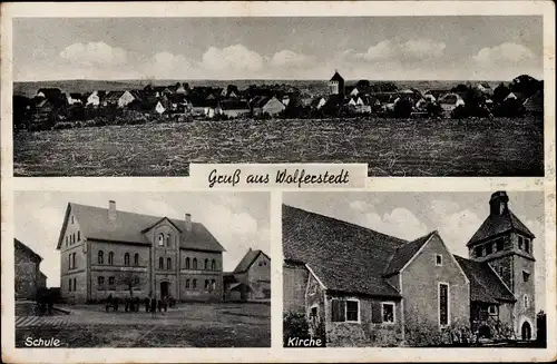 Ak Wolferstedt Allstedt in Sachsen Anhalt, Gesamtansicht, Schule, Kirche