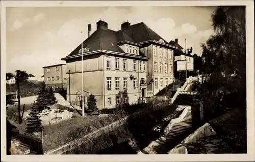 Ak Crimmitschau in Sachsen, August Bürde Straße, Gewerbeschule