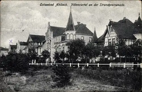 Ak Ostseebad Ahlbeck Heringsdorf auf Usedom, Villenviertel an der Strandpromenade