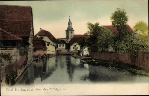 Ak Bad Berka in Thüringen, Blick über den Mühlgraben