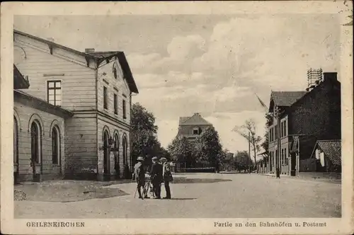 Ak Geilenkirchen Nordrhein Westfalen, Bahnhöfe, Postamt