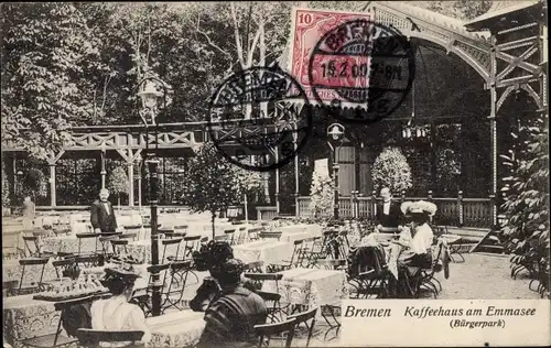 Ak Hansestadt Bremen, Bürgerpark, Kaffeehaus am Emmasee