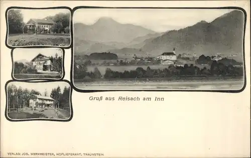 Passepartout Ak Reisach Oberaudorf Oberbayern, Teilansichten, Panorama