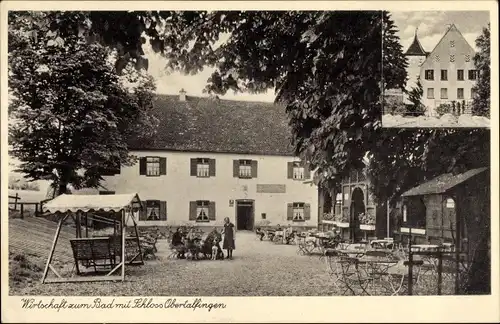 Ak Obertalfingen Ulm an der Donau, Wirtschaft zum Bad, Schloss Obertalfingen