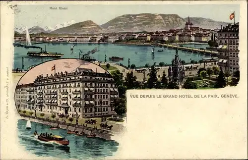 Ak Genève Genf Schweiz, Mont Blanc, vue depuis le Grand Hotel de la Paix