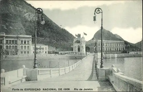 Ak Rio de Janeiro Brasilien, Ponte da Exposicao Nacional de 1908