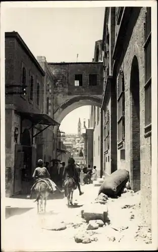 Foto Ak Jerusalem Israel, Straßenpartie, Reiter