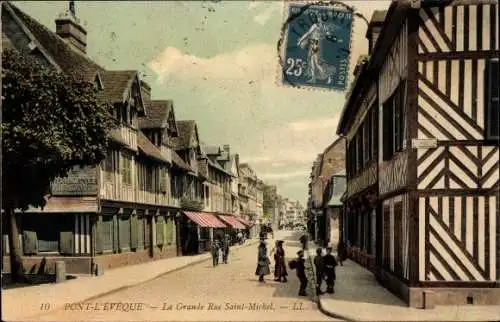 Ak Pont-l&#39;Évêque Calvados, La Grande Rue Saint Michel