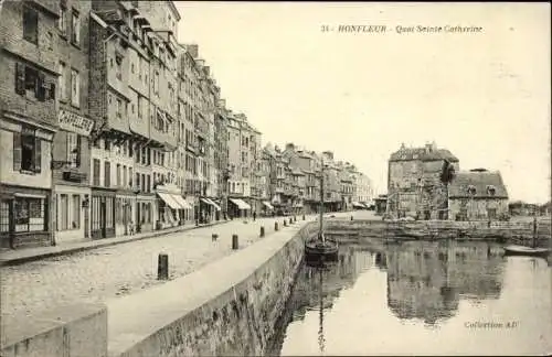 Ak Calvados von Honfleur, Quai Sainte Catherine