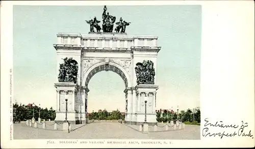 Ak Brooklyn New York City USA, Soldiers and Sailors Memorial Arch