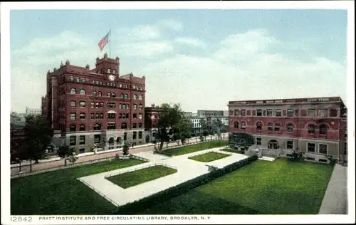 Ak Brooklyn New York City USA, Pratt Institute und frei zugängliche Bibliothek