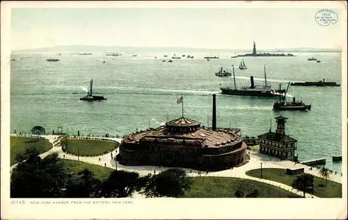 Ak New York City USA, Hafen von der Batterie