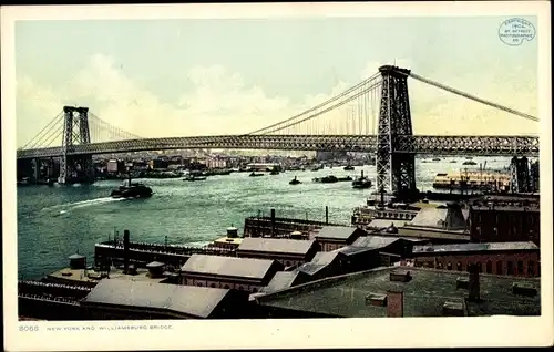 Ak New York City USA, Stadt und Williamsburg Bridge