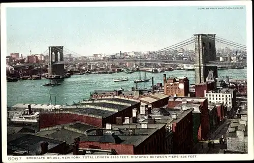 Ak New York City USA, Brooklyn Bridge, Stadt