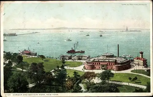 Ak New York City USA, Hafen und Batteriepar