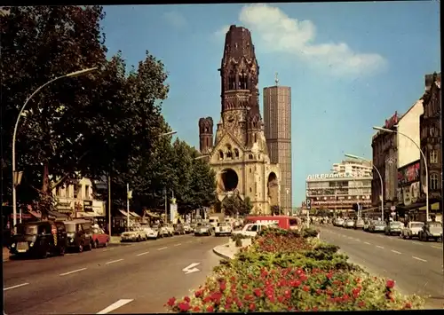 Ak Berlin Charlottenburg, Kurfürstendamm, Kaiser-Wilhelm-Gedächtniskirche