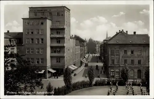 Ak Freiberg in Sachsen, Hochhaus mit Bahnhofstraße