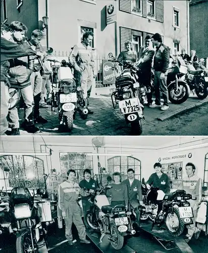Foto Motorrad, Reklame, BMW Servicestützpunkte für Motorräder in der DDR, MZ Werkstatt Bernd Hinkel