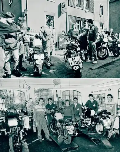Foto Motorrad, Reklame, BMW Servicestützpunkte für Motorräder in der DDR, MZ Werkstatt Bernd Hinkel