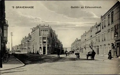 Ak 's Gravenhage Den Haag Südholland, Galileistraat en Edisonstraat