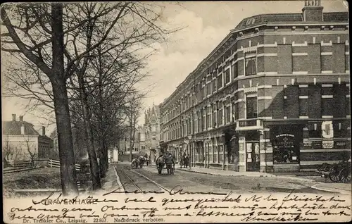 Ak 's Gravenhage Den Haag Südholland, Straßenpartie, Bahnschienen, Gebäude