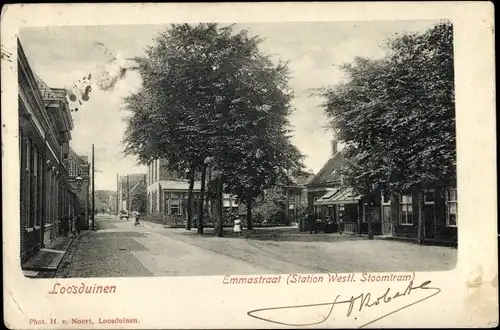 Ak Loosduinen Südholland, Emmastraat, Station, Stoomtram