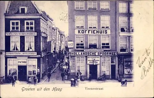 Ak Den Haag Südholland, Veenestraat, Koffiehuis Hollandsche Spoorweg