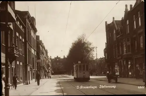 Ak 's Gravenhage Den Haag Südholland, Stationsweg, Tram