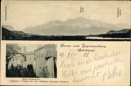 Ak Salzburg, Gruß vom Kapuzinerberg, Eders Restaurant Franzisel Schlössl