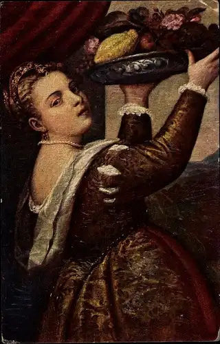 Künstler Ak Tizian, Lavinia, Frau mit Obstplatte
