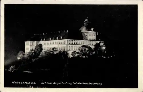 Ak Weißenfels an der Saale, Schloss Augustusburg bei Nachtbeleuchtung