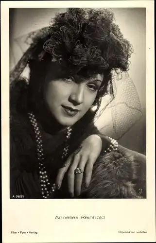 Ak Schauspielerin Annelies Reinhold, Portrait