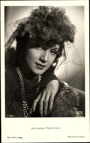 Ak Schauspielerin Annelies Reinhold, Portrait
