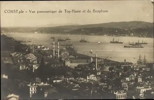 Ak Konstantinopel Istanbul Türkei, Vue panoramique de Top-Hanie et du Bosphore