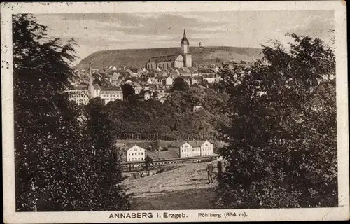 Ak Annaberg Buchholz, Teilansicht mit Kirche, Pöhlberg