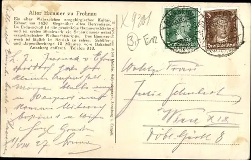 Ak Frohnau Annaberg Buchholz Erzgebirge, Alter Hammer, Fachwerk, Umgebung