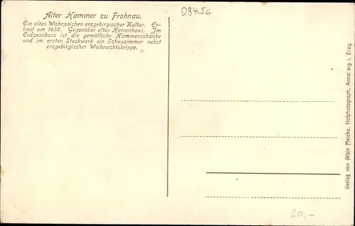 Ak Frohnau Annaberg Buchholz im Erzgebirge, Alter Hammer, Hammerschänke